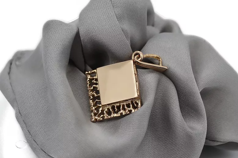 "Joyero Vintage de 14k en Oro Rosa Antiguo sin Piedras, Diseño Cuadrado" vpn041