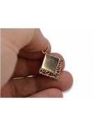 "Original Vintage Rose Pink 14K Gold Square Pendant - No Stone Design" vpn041