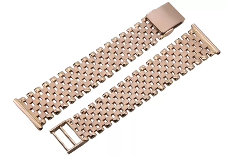 Pulsera de reloj de hombre rosa rosa rusa 14k 585 de oro mbw003r