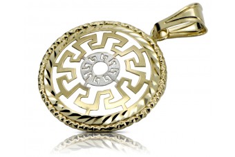 "Luxurious 14k Yellow White Gold Greek Style Pendant" cpn020yw