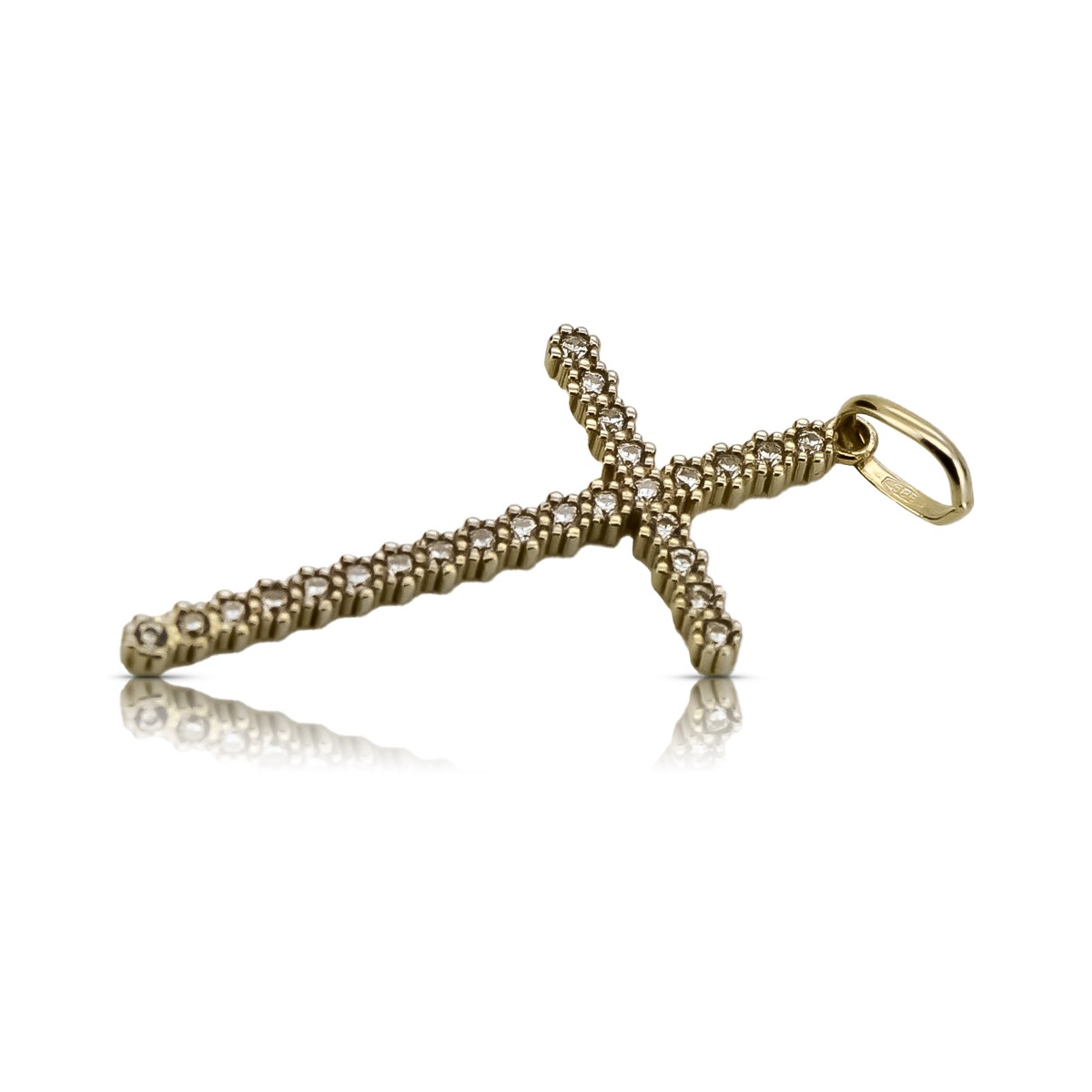 Croix catholique en or avec zircons 14k 585 pendentif croix avec Jésus or blanc jaune ctc029y