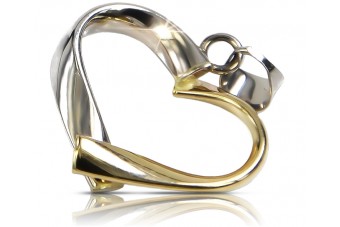 "Elegant 14K Yellow White Gold Heart Pendant in M Size" cpn013yw