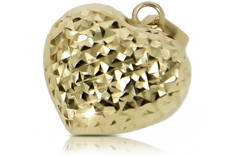 Jaune or 14k beau pendentif coeur moderne cpn015y