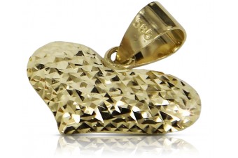 Amarillo italiano oro de 14k hermoso colgante de corazón moderno cpn018y