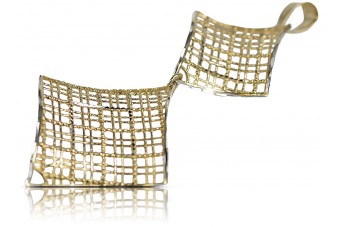 "Pendiente contemporáneo de oro amarillo italiano con detalles en oro blanco de 14 quilates" cpn001yw