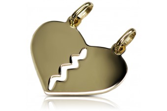 "Luxurious Italian 14K Yellow White Gold Heart Pendant - Perfect for Modern Lovers" cpn031y