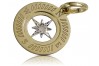 "Elegant 14K Yellow White Gold Compass Pendant - Genuine Italian Craftsmanship" cpn032yw