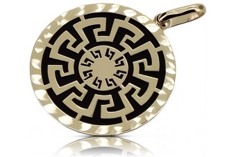 Jaune blanc or 14k belle pendentif grec onyx cpc033y