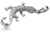 Pendentif élégant de lézard en or blanc 14 carats d'Italie cpc009w