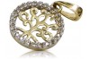 Italien jaune or 14 carats 585 beau pendentif arbre porte-bonheur cpc007y