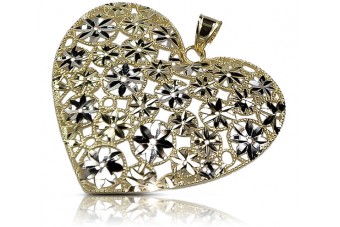 "Or Jaune Blanc 14k Pendentif Coeur Moderne Splendide" cpn003yw