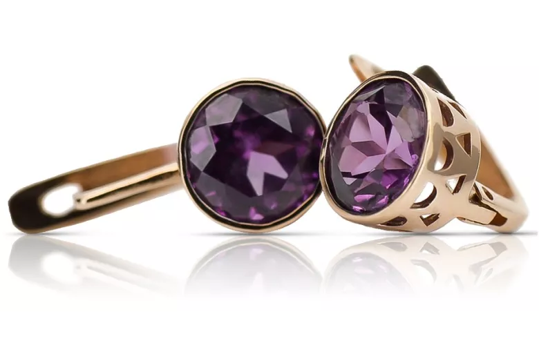 "Exquisite Amethyst Vintage-Roségold 14 Karat Ohrstecker" vec107