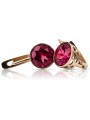 "Or rose 14 carats 585, Boucles d'oreilles Rubis au style vintage" vec107