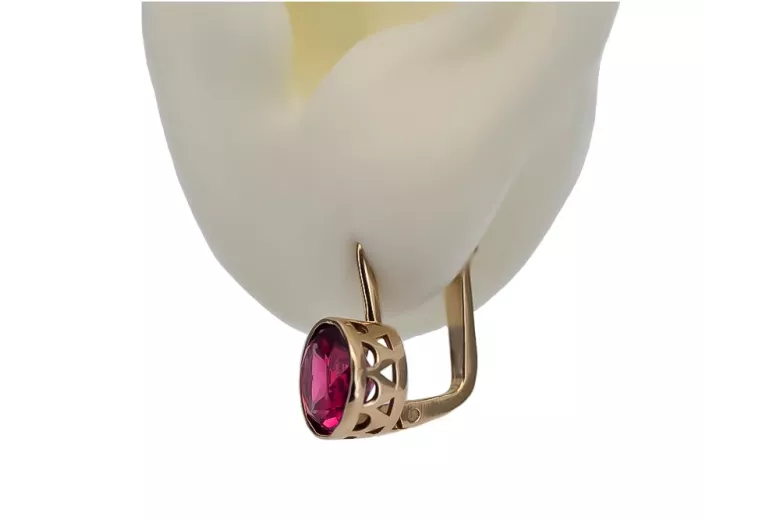 Exklusive Rubinrot Vintage 14k Roségold Ohrschmuck vec107