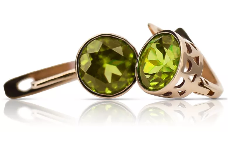 Joyería antigua de oro rosa 14k 585 con peridoto. vec107