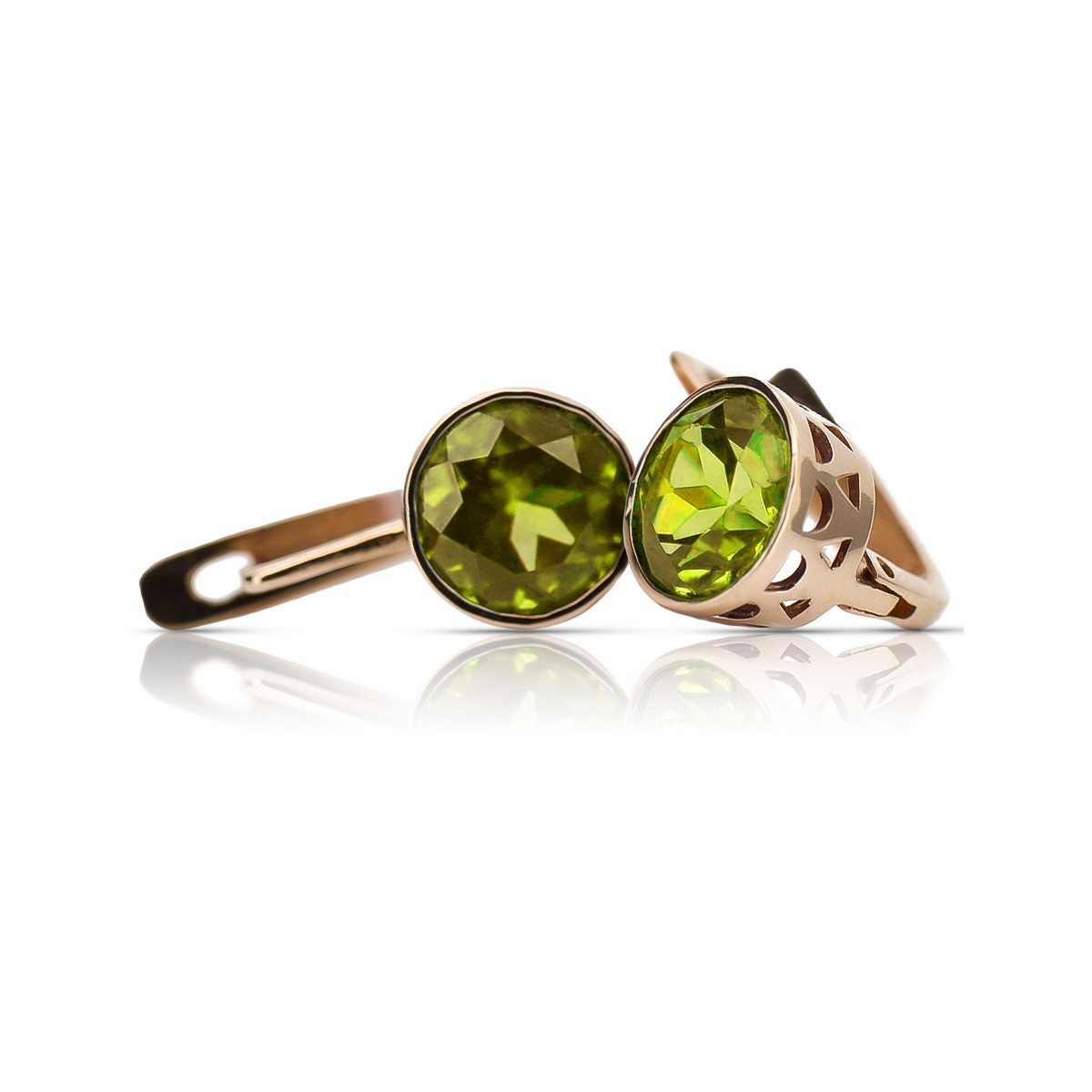 Joyería antigua de oro rosa 14k 585 con peridoto. vec107