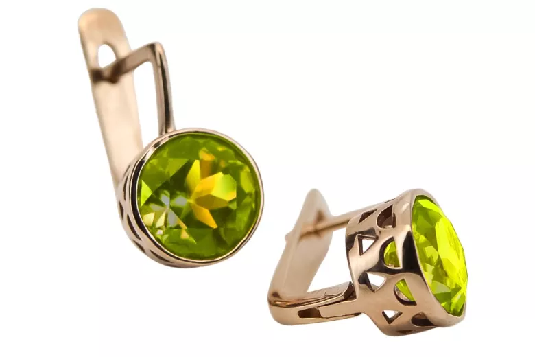 Joyería antigua de oro rosa 14k 585 con peridoto. vec107