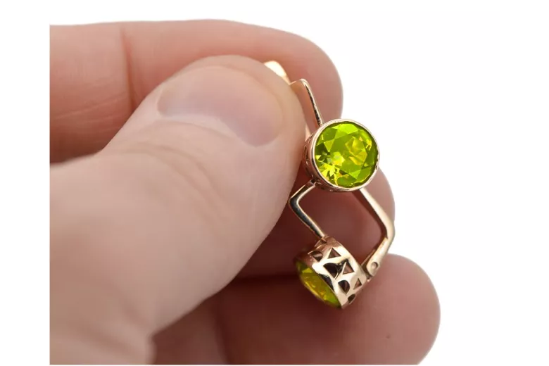 Joyería antigua de oro rosa 14k 585 con peridoto. vec107