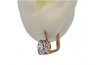 Cercei vintage autentici cu zircon, din aur roz de 14k vec107