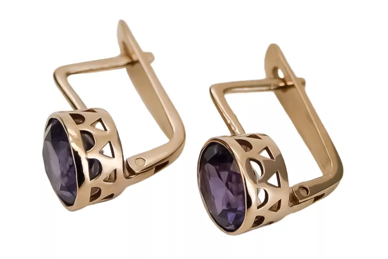 Vintage silver rose gold plated 925 Alexandrite earrings vec107rp