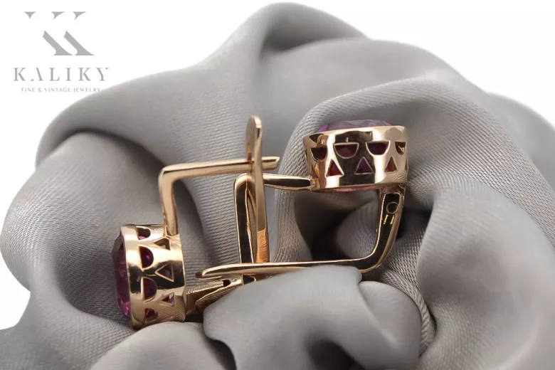 Pendientes de oro rosa plateado 925 con rubí vec107rp