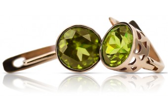 Roségold-Ohrringe versilbert 925 mit Peridot vec107rp