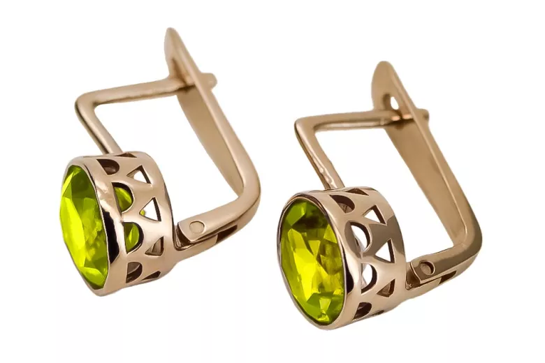 Pendientes de oro rosa con baño de plata 925 con Peridoto vec107rp