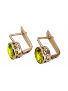 Pendientes de oro rosa con baño de plata 925 con Peridoto vec107rp