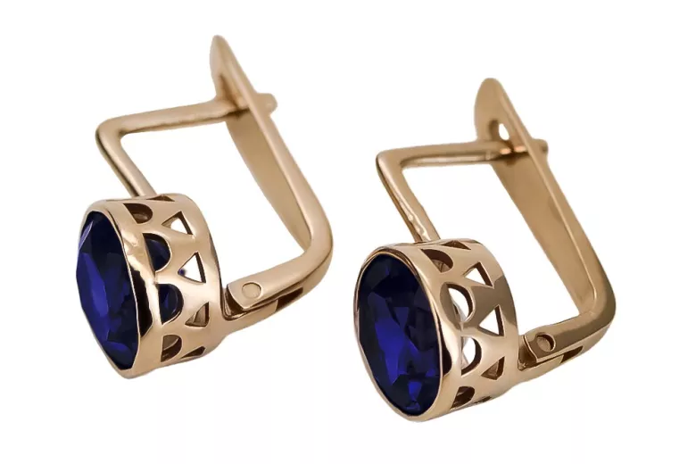 Vintage silver rose gold plated 925 Sapphire earrings vec107rp