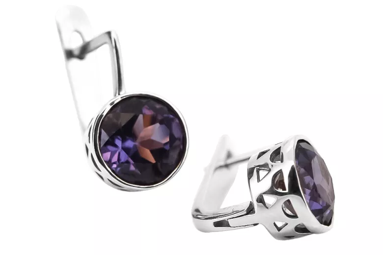 copie de Boucles d'oreilles en argent Vintage Rozyskie Vintage 925 avec Alexandrite vec002s