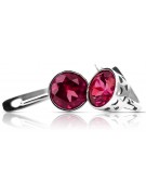 Boucles d'oreilles russes Vintage 925 Silver Ruby vec107s