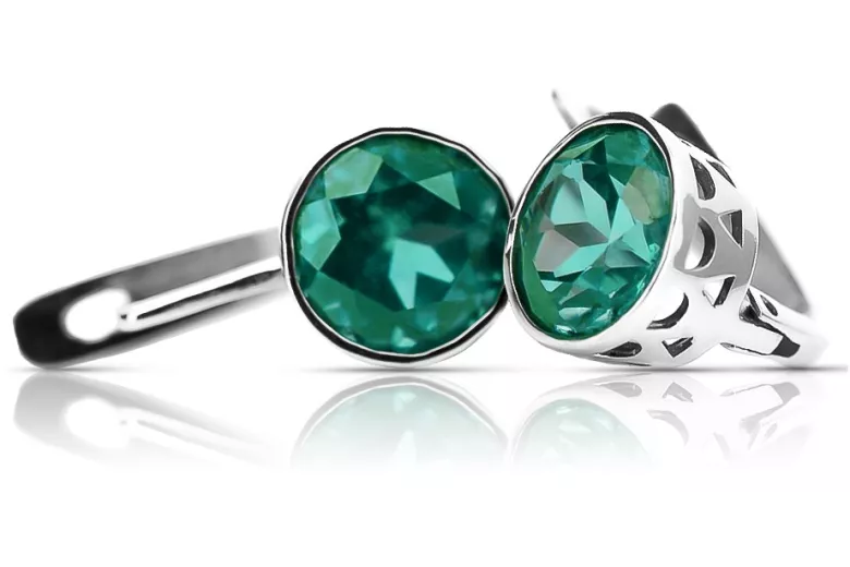 Boucles d'oreilles en argent russe Vintage 925 avec Emerald vec107s