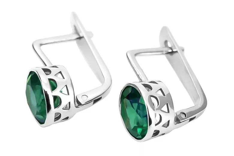 Boucles d'oreilles en argent russe Vintage 925 avec Emerald vec107s