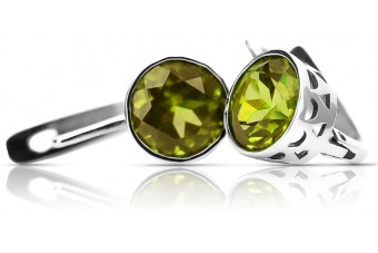 Russische Vintage-Ohrringe aus 925er Silber mit Peridot vec107s