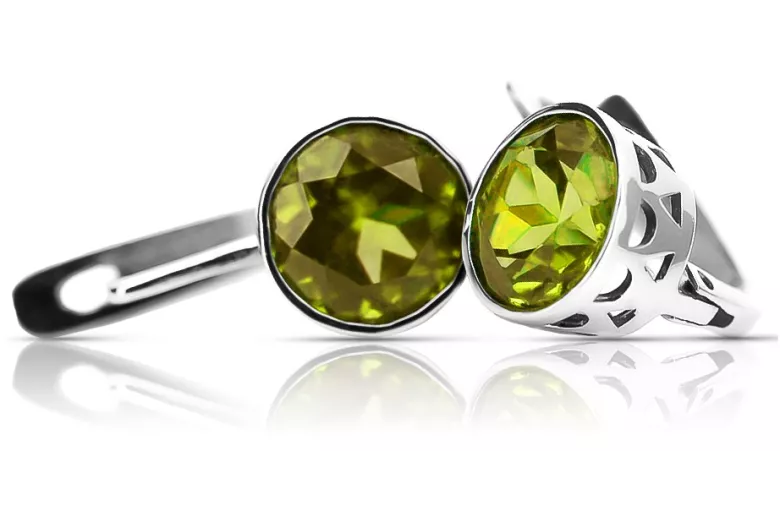 Pendientes de plata Russian Vintage 925 con peridoto vec107s