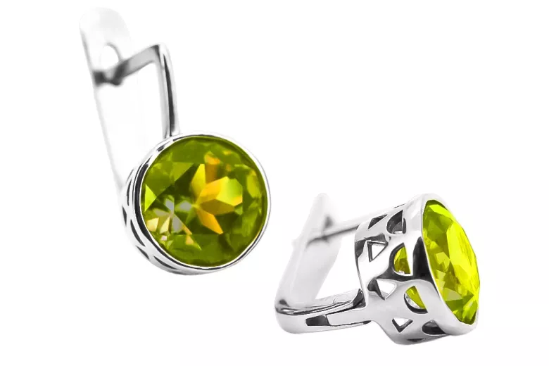 Pendientes de plata Russian Vintage 925 con peridoto vec107s