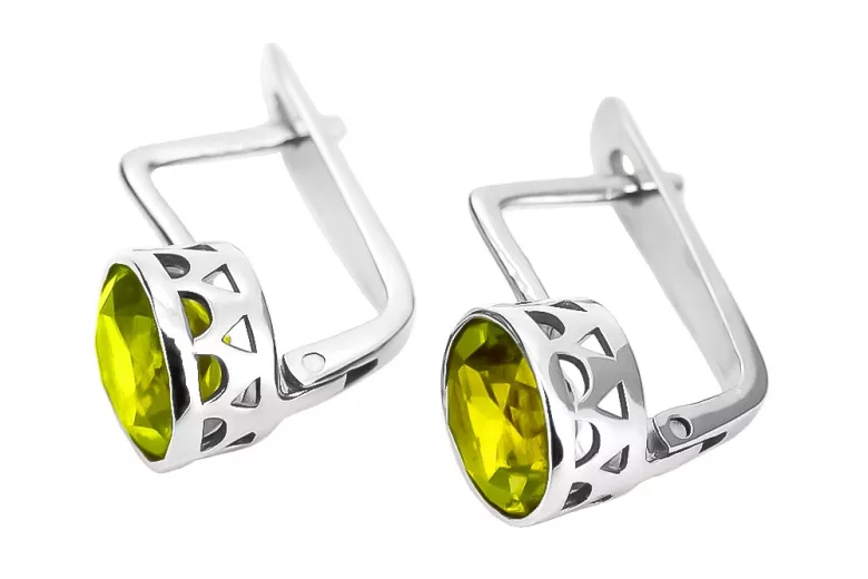 Pendientes de plata Russian Vintage 925 con peridoto vec107s