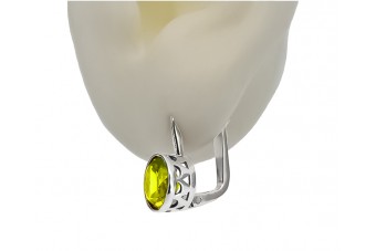 Русские винтажные серебряные серьги 925 пробы с перидотом vec107s