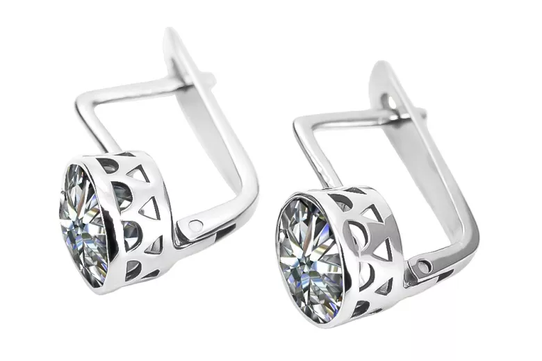 Boucles d'oreilles russes vintage en argent 925 avec zircon cubique vec107s