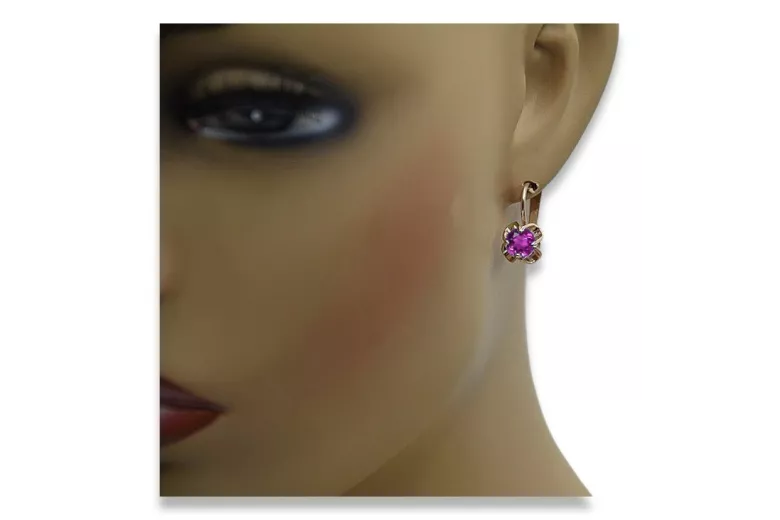 "Russisch-Sowjetische 14k 585 Vintage Roségold Amethyst Ohrringe vec018" style