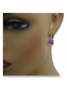 "Original Vintage Amethyst 14K Rose Gold Earrings - Authentic Russian Soviet vec018". style