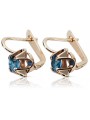 Authentic 14K Rose Gold Vintage Aquamarine Earrings - Russian Soviet Era vec018