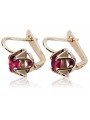 Boucles d'oreilles vec018 en Rubis et Or rose 14 carats 585, style vintage soviétique russe. style