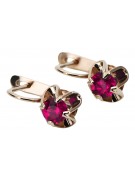 Boucles d'oreilles vec018 en Rubis et Or rose 14 carats 585, style vintage soviétique russe. style