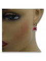 Boucles d'oreilles vec018 en Rubis et Or rose 14 carats 585, style vintage soviétique russe. style