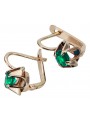 "Vintage Original Russian Soviet 14K Rose Gold Emerald Earrings vec018" style