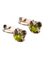 Elegantes Pendientes vec018 de Oro Rosa Antiguo 14k y Peridoto estilo Soviético Ruso. style