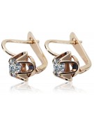 Vintage-Style 14K Rose Gold Zircon Earrings - Authentic Russian Soviet Aesthetic vec018