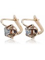 Vintage-Style 14K Rose Gold Zircon Earrings - Authentic Russian Soviet Aesthetic vec018