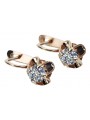 Vintage-Style 14K Rose Gold Zircon Earrings - Authentic Russian Soviet Aesthetic vec018